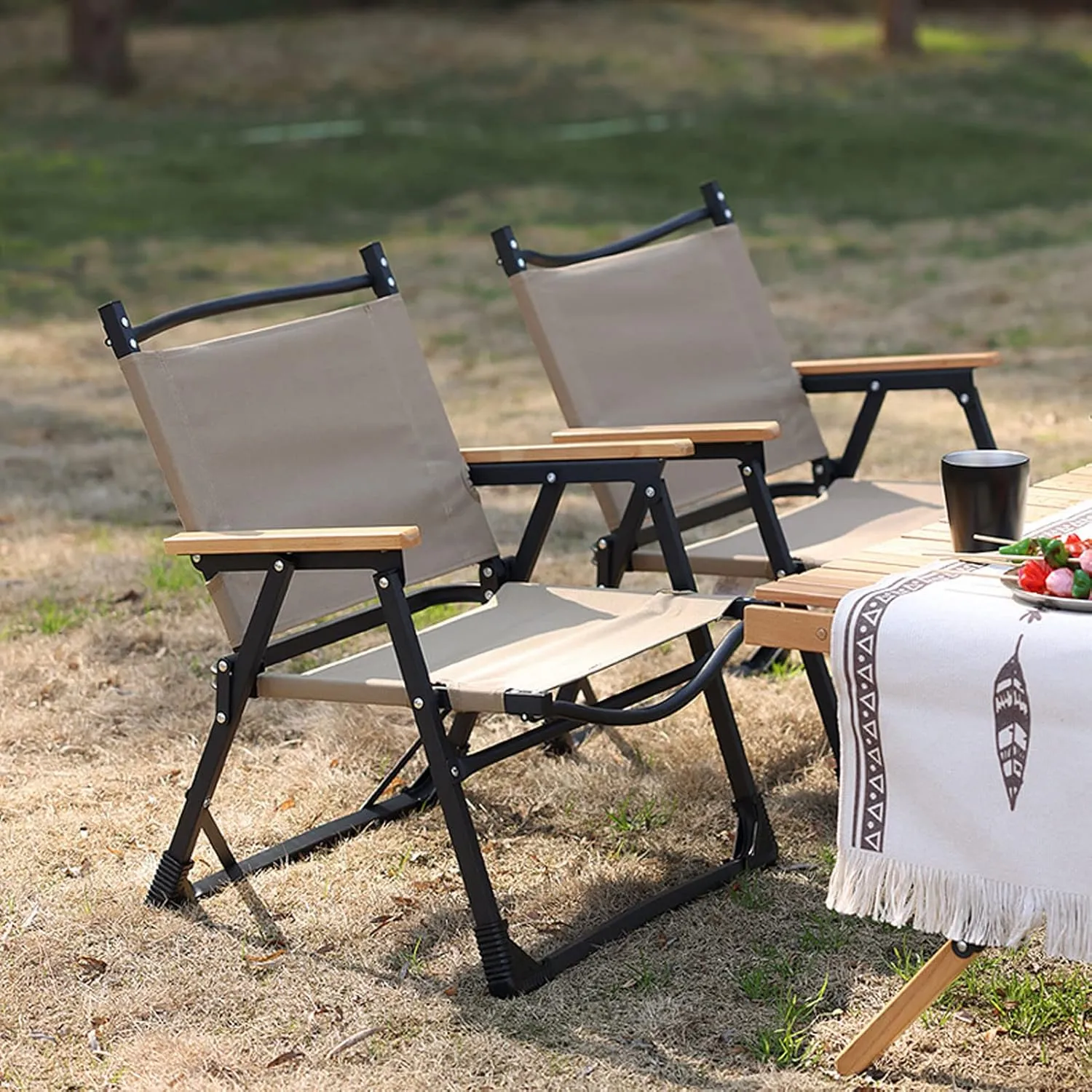 HUHJYUGE Folding Camping Chair with Armrest, Portable Folding Directors Chair, Heavy Duty Foldable Outdoor Chair, Easy Carry, for Lawn, Picnic and Fishing, Supports 265lbs (C)