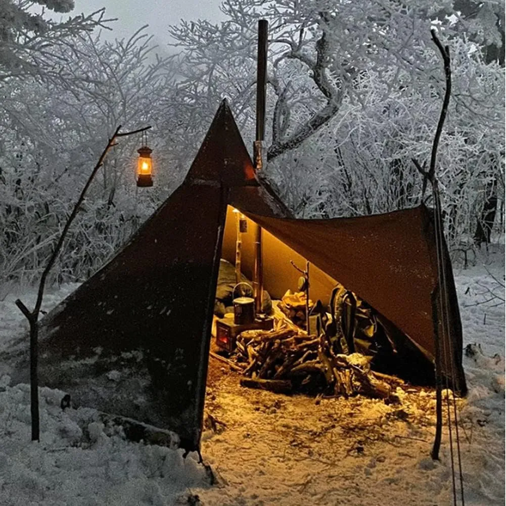 Ice Fishing Shelter, 3-4 Person, Portable Insulated Tent with Stove Jack, Waterproof & Windproof, 4 Season, 2 Doors, 4 Ice Fishing Winter Camping