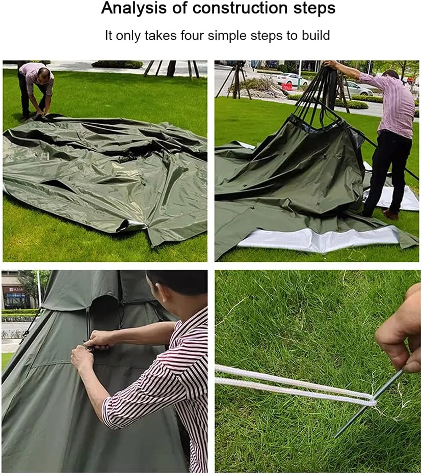Ice Fishing Shelter, 3-4 Person, Portable Insulated Tent with Stove Jack, Waterproof & Windproof, 4 Season, 2 Doors, 4 Ice Fishing Winter Camping