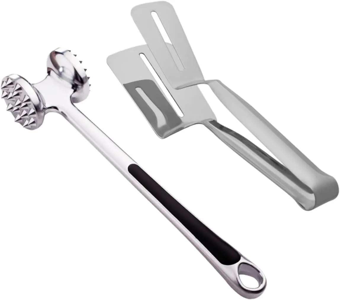 IMIKEYA 2pcs Stainless Steel Loose Meat Hammer Meat Pounder Blade Tenderizer Steak Hammer