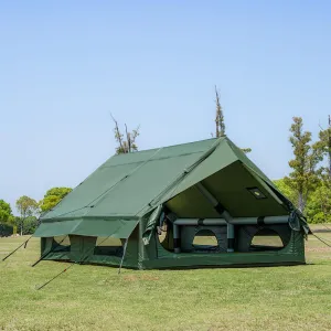 Inflatable Camping Tent with Hand Pump Waterproof Outdoor Blow up Tent 3-8 Person Oxford 4 Season Glamping Air Tent Cabin House with Mesh Windows & Door