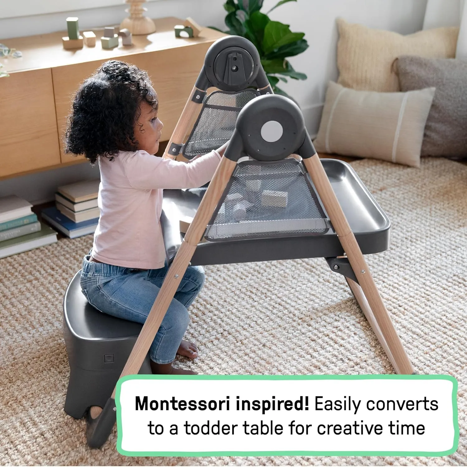 Ingenuity Proper Positioner Create Up Baby High Chair, 9 Modes of Use, Toddler Tower, Table and Chair, Foldable, Adjustable Footrest, 90 Degree Posture Aids Digestion, Ages 0-5 Years - Wesley