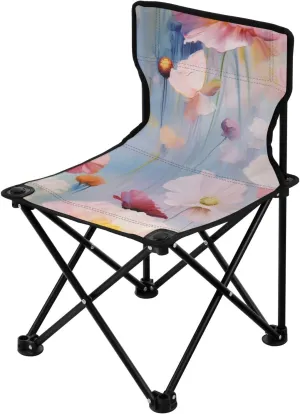 Ink Flower Portable Outdoor Folding Chair Anti-Slip Padded Oxford Cloth Stool Camping Chair Small for Beach Hiking Fishing Gardening Quad Camp Chair