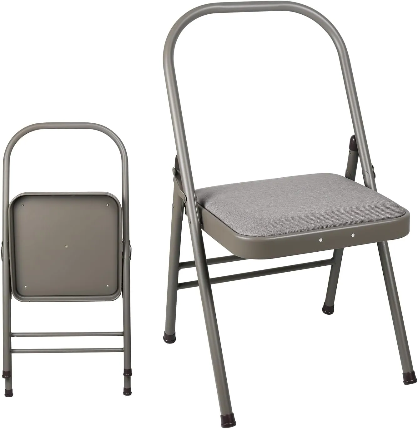 INNOLIFE Yoga Auxiliary Chair Foldable Backless Yoga Chair for Abs & Core, Foldable Balance Training Yoga Chair, Flexibility and Strength Training and Back Pain Relieving (Gray)