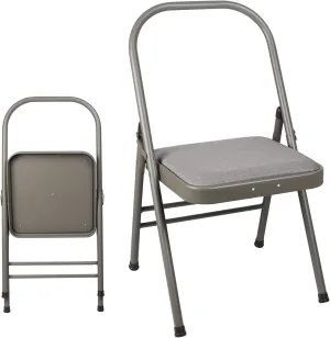 INNOLIFE Yoga Auxiliary Chair Foldable Backless Yoga Chair for Abs & Core, Foldable Balance Training Yoga Chair, Flexibility and Strength Training and Back Pain Relieving (Gray)