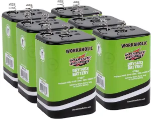 Interstate Batteries 6V HD Lantern Flashlight Battery (6-Pack) 6 Volt 7000 mAH Square Shape Beam Light (Spring Terminals) Camping, Hiking, Household, Lamps, Outdoors (DRY1403)