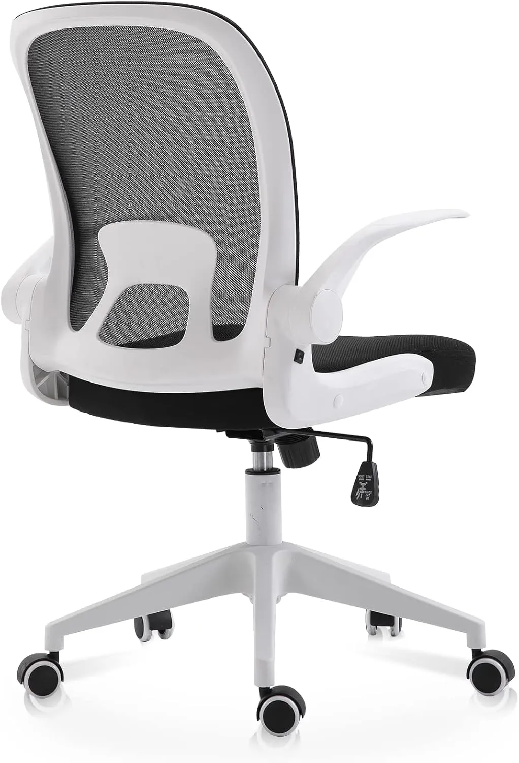 IPKIG Office Chair with Foldable Backrest, Home Office Desk Chairs with Wheels and Flip-Up Arms, Breathable Mesh Chair Mid Back Computer Chair Swivel Desk Chair for Home Meeting Room (White-A)