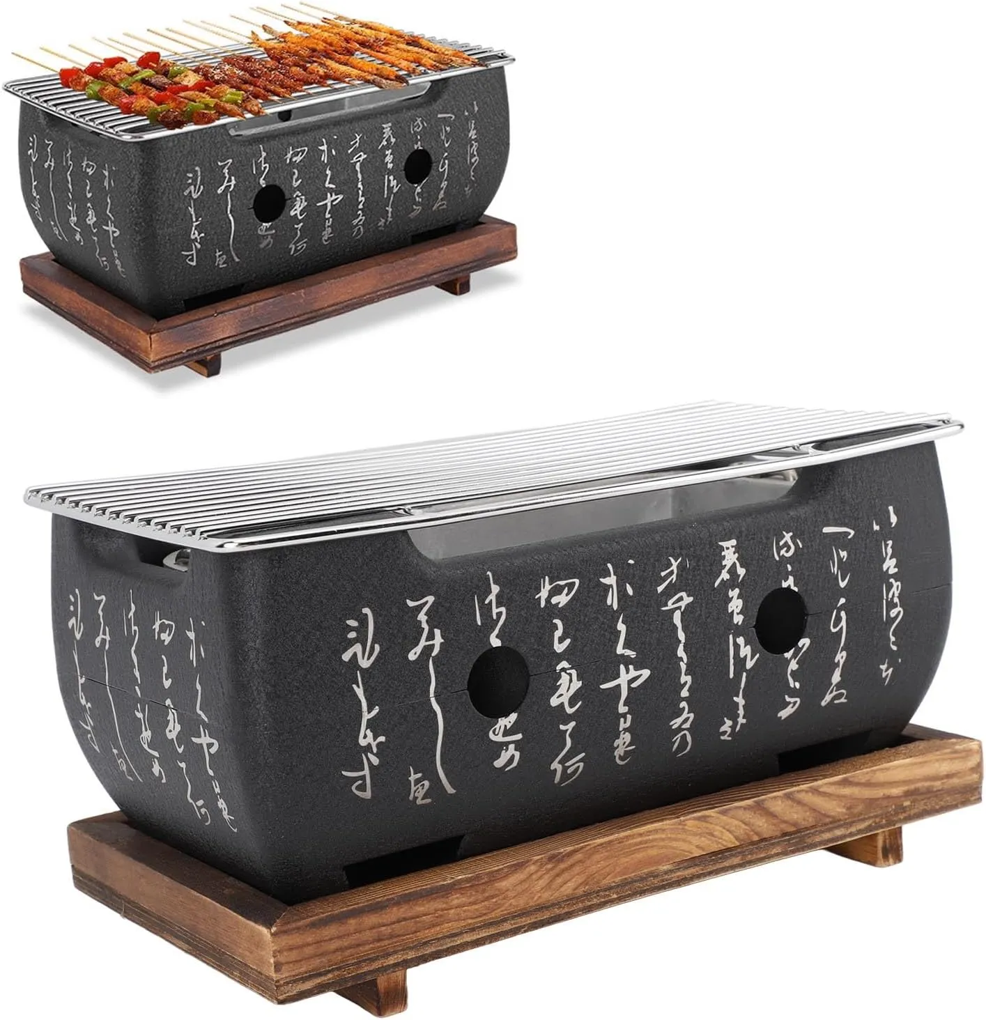 Japanese Style BBQ Grill Stove, Charcoal Barbecue for Camping, Rapid Heating Aluminium Alloy Wire Grill Base, Portable Outdoor Cooking Tool (M)