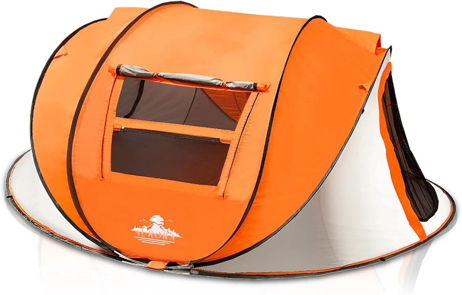 J.M.Deco 4 Person PopTent up with 2 Windows, Pop Up Tents for Camping, Backyard Sunny Beach Instant Tent for Family, Hiking Tents for Backpacking 4 Person, Easy Setup Tent, Orange