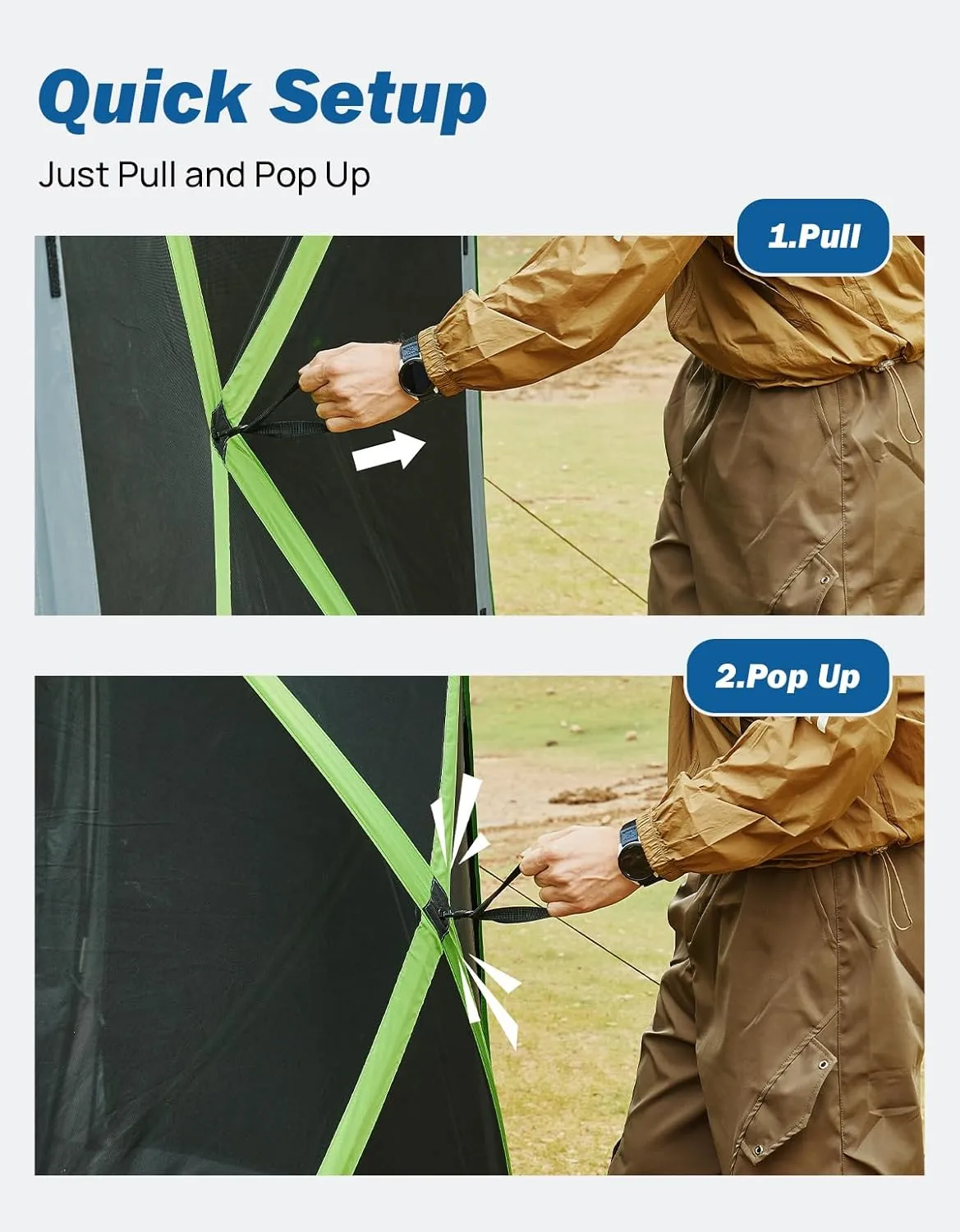 JOYTUTUS Dual-Use Pop up SUV Tents for Camping, 10 x10.5 Ft Big Space 2 Rooms Car Tent, SUV Tailgate Tent for Family Camping, 5 Sides Canopy, Portable Carry Bag, Gray Green