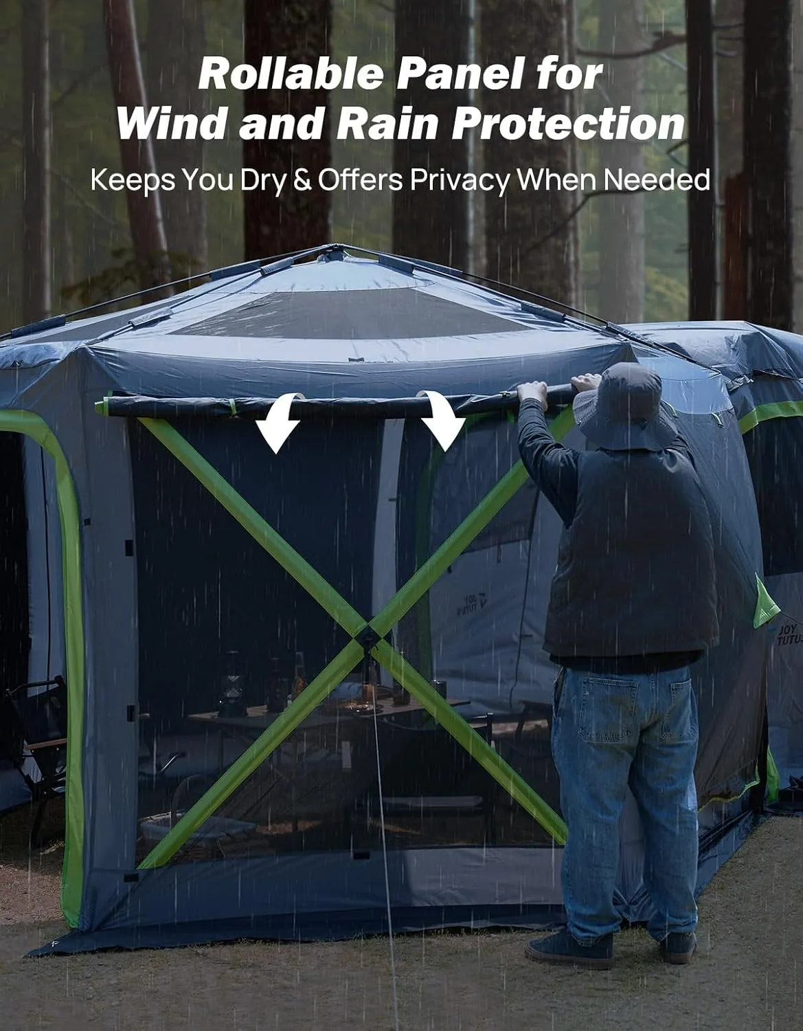 JOYTUTUS Dual-Use Pop up SUV Tents for Camping, 10 x10.5 Ft Big Space 2 Rooms Car Tent, SUV Tailgate Tent for Family Camping, 5 Sides Canopy, Portable Carry Bag, Gray Green