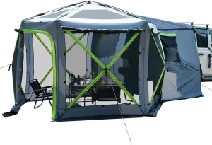JOYTUTUS Dual-Use Pop up SUV Tents for Camping, 10 x10.5 Ft Big Space 2 Rooms Car Tent, SUV Tailgate Tent for Family Camping, 5 Sides Canopy, Portable Carry Bag, Gray Green