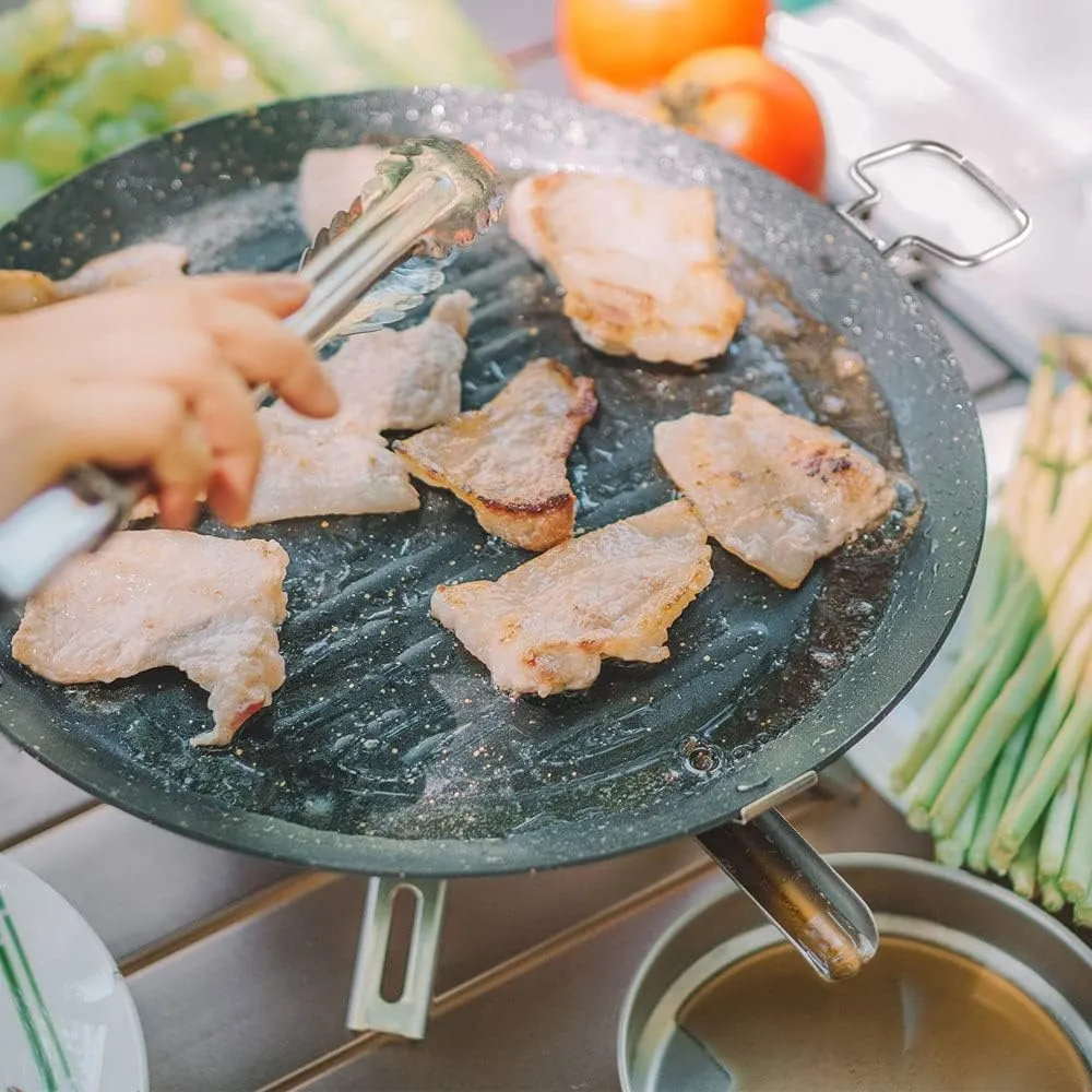 JSEIAJB Outdoor Grilling Pan Picnic Portable Non-Stick Baking Pan BBQ Camping Picnic Frying Pan Bakeware