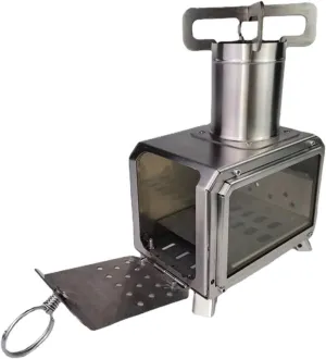 JSEIAJB Portable Wood Burning Stove With Chimney Pipe For Cooking Camping Tent Hiking Cooking Firewood Stove