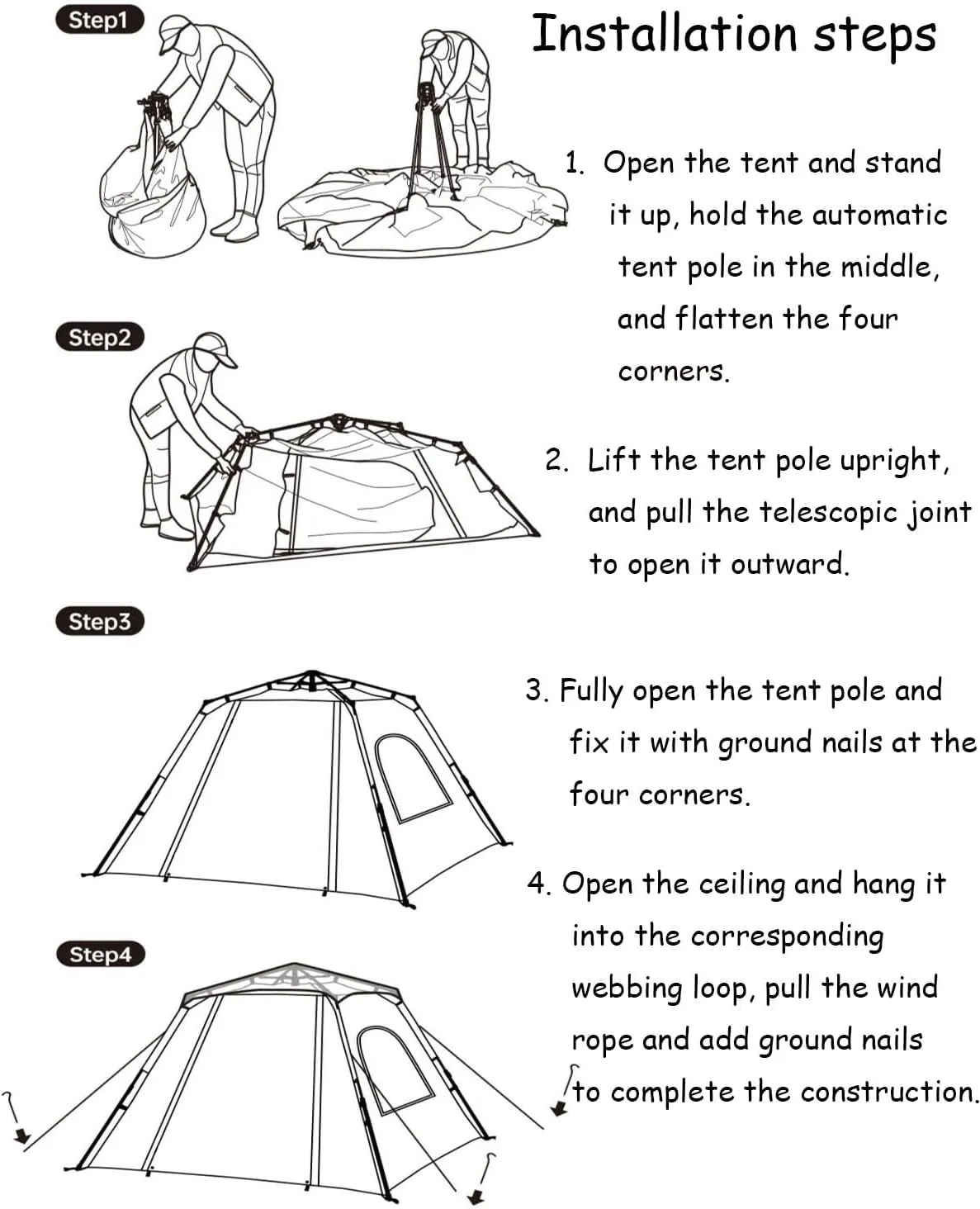 JSWHYBD Adult Automatic Pop Up Camping Tent Portable Quick Open Hiking Tent Outdoor Tent Camping Tent 5-8 Person Park Tent Camping Complete Set Indoor Tent Backpacking 210 * 210 * 145cm Ricecolor