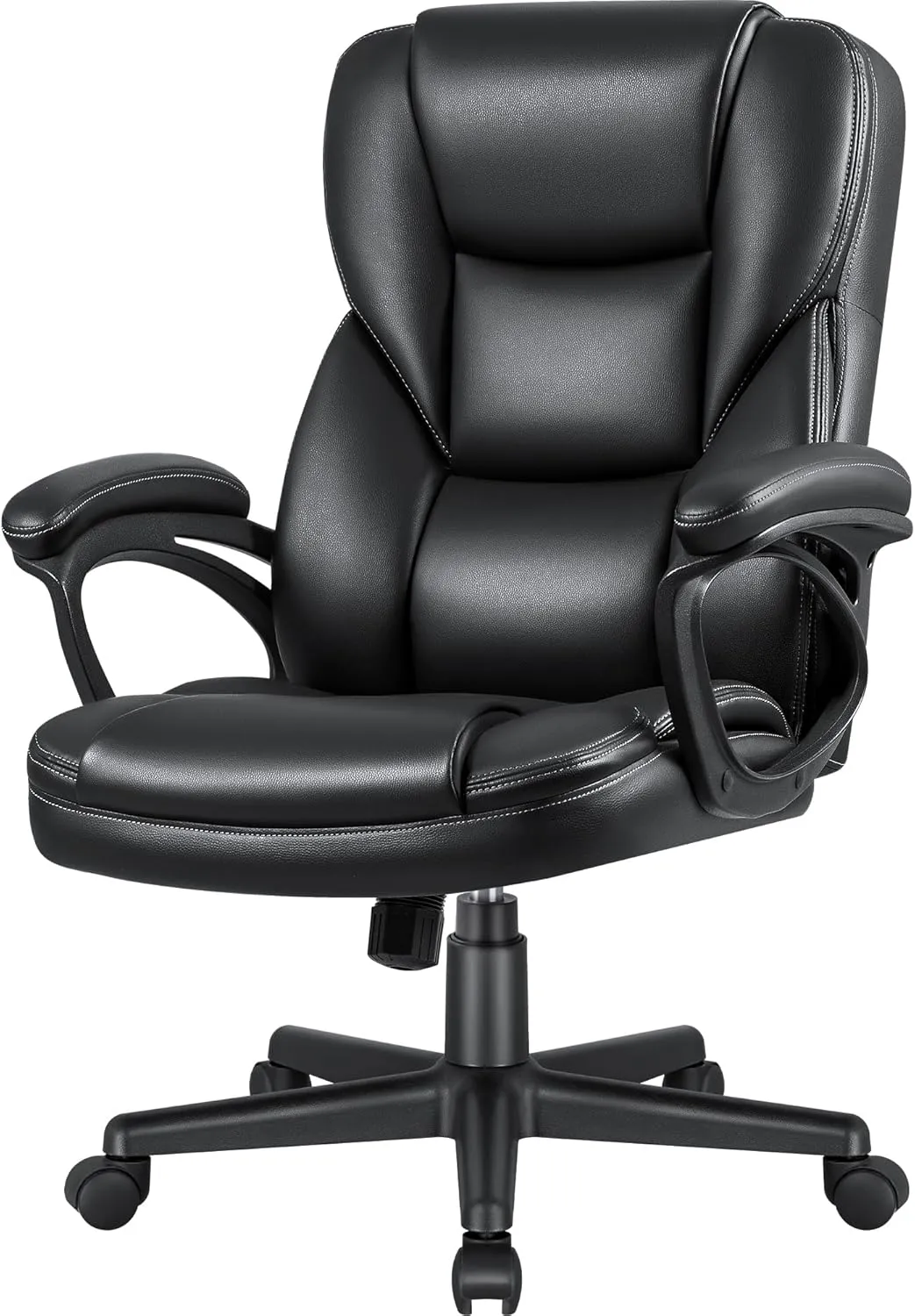 JUMMICO Executive Office Chair High Back Managerial Home Desk Chair, Adjustable Swivel Computer PU Leather Chair with Lumbar Support (Black)