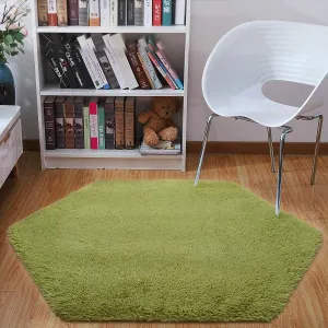 junovo Ultra Soft Rug for Nursery Children Room Baby Room Home Decor Dormitory Hexagon Carpet for Playhouse Princess Tent Kids Play Castle, Diameter 4.6 ft, Green