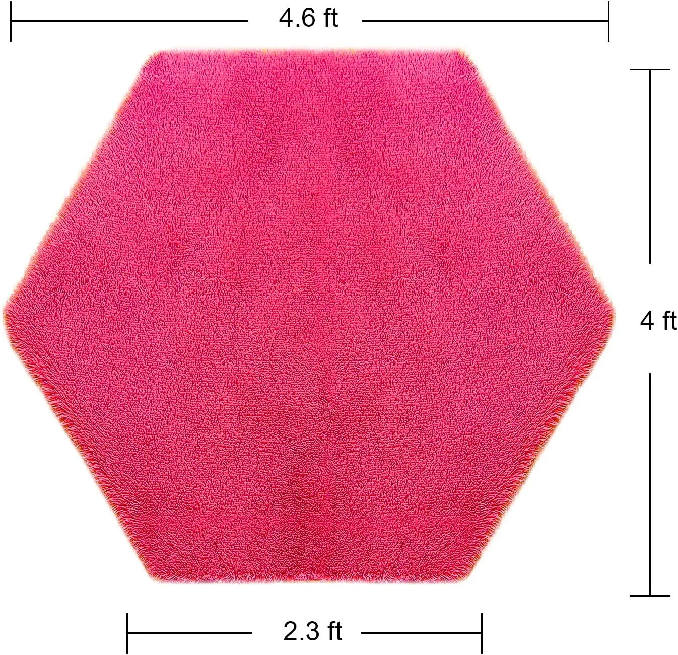 junovo Ultra Soft Rug for Nursery Children Room Baby Room Home Decor Dormitory Hexagon Carpet for Playhouse Princess Tent Kids Play Castle, Diameter 4.6 ft, Hot-Pink