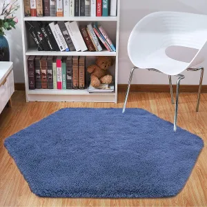 junovo Ultra Soft Rug for Nursery Children Room Baby Room Home Decor Dormitory Hexagon Carpet for Playhouse Princess Tent Kids Play Castle, Diameter 4.6 ft, Navy Blue