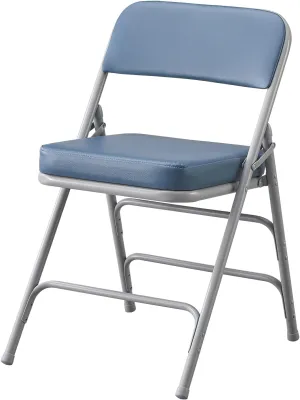 KAIHAOWIN Folding Chairs Ultra Thick Padded Foldable Chair Indoor Comfortable Metal Chairs with Super Soft Cushion-Blue