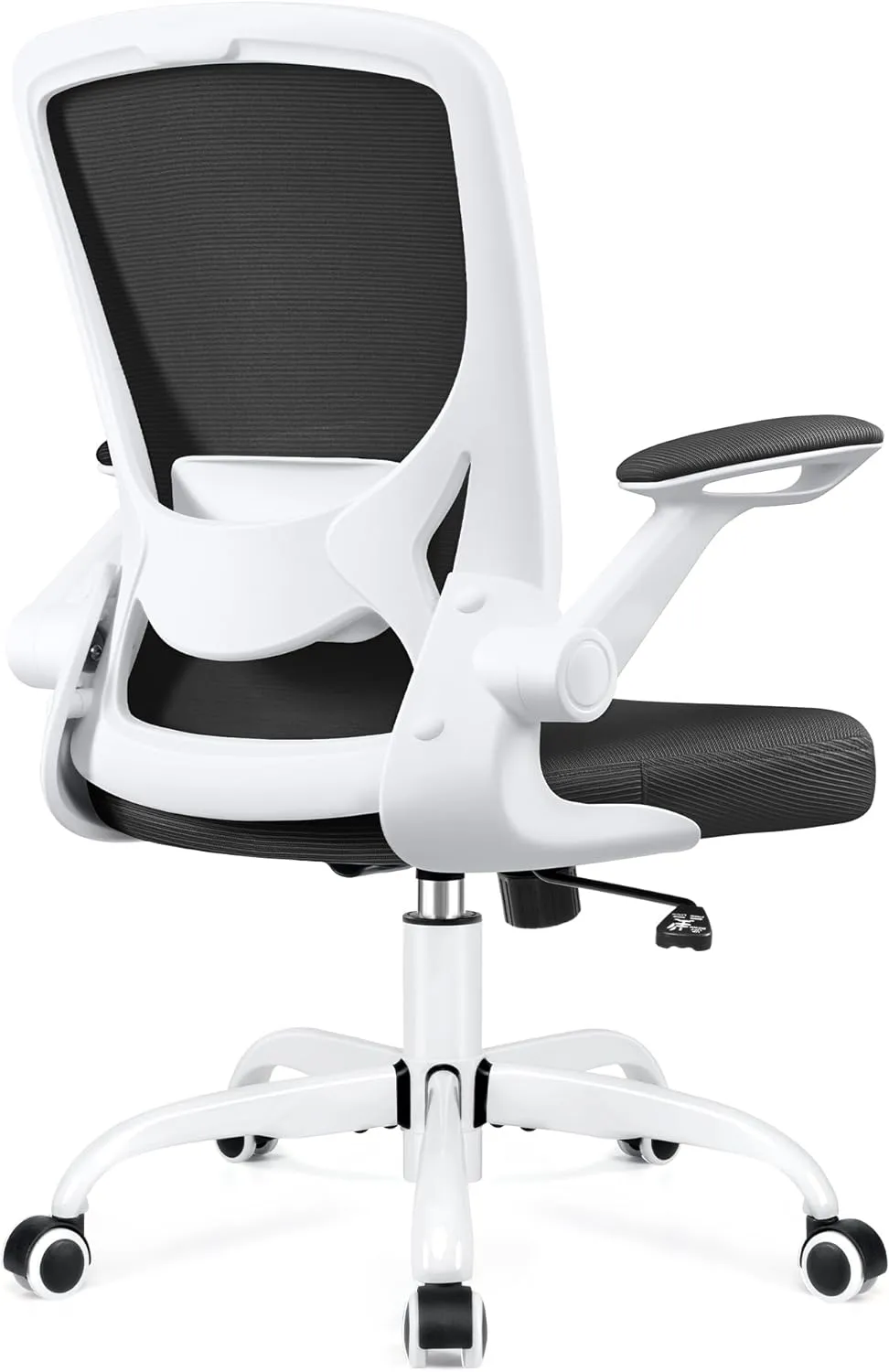 KERDOM Ergonomic Office Chair, Breathable Mesh Desk Chair, Lumbar Support Computer Chair with Wheels and Flip-up Arms, Swivel Task Chair, Adjustable Height Home Gaming Chair (White)