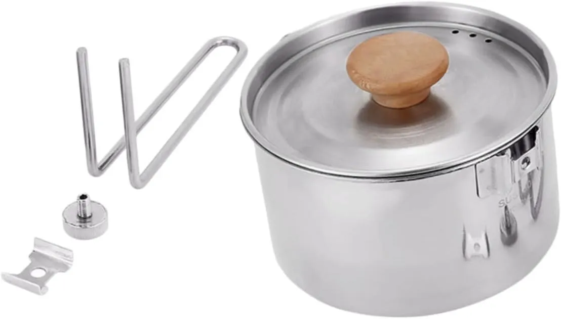 KESYOO Outdoor Kettle Camp Pots Portable Cooking Cookware Kettles Insulated Foldable Cooker Water Collapsible Travel Kettle Outdoor Noodles Pot Coffee Kettle Silver Stainless Steel