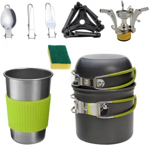 KICHOUSE 1Set Portable Alloy Cooking for People Lightweight Outdoor Cookware Kit with Insulated Handle for Camping Hiking and Picnics Easy to Clean and Carry