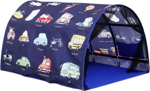 Kids Bed Tent Twin Beds -Cartoons Wonder Play Tents Boys Girls Ventilated Indoor Play Tent Children Promotes Independent Play, Stimulates Imagination Set-Up Playhouse (Cars)