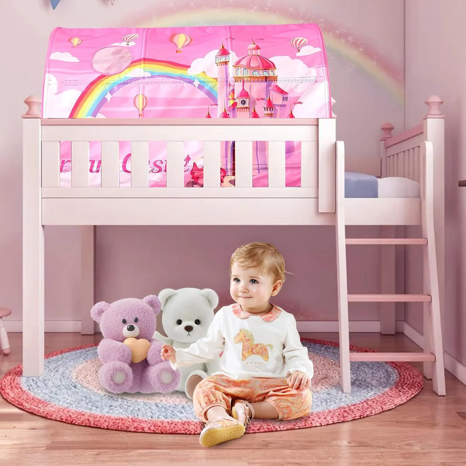 Kids Bed Tent Twin Beds -Cartoons Wonder Play Tents Boys Girls Ventilated Indoor Play Tent Children Promotes Independent Play, Stimulates Imagination Set-Up Playhouse (Castle