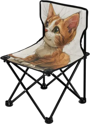 Kigai Folding Camping Chair Heavy Duty Chair Ultralight Compact Portable Beach Chair for Outdoor Camp, Hiking, Travel, Beach, Sporting Event and Picnic, Cute Cat