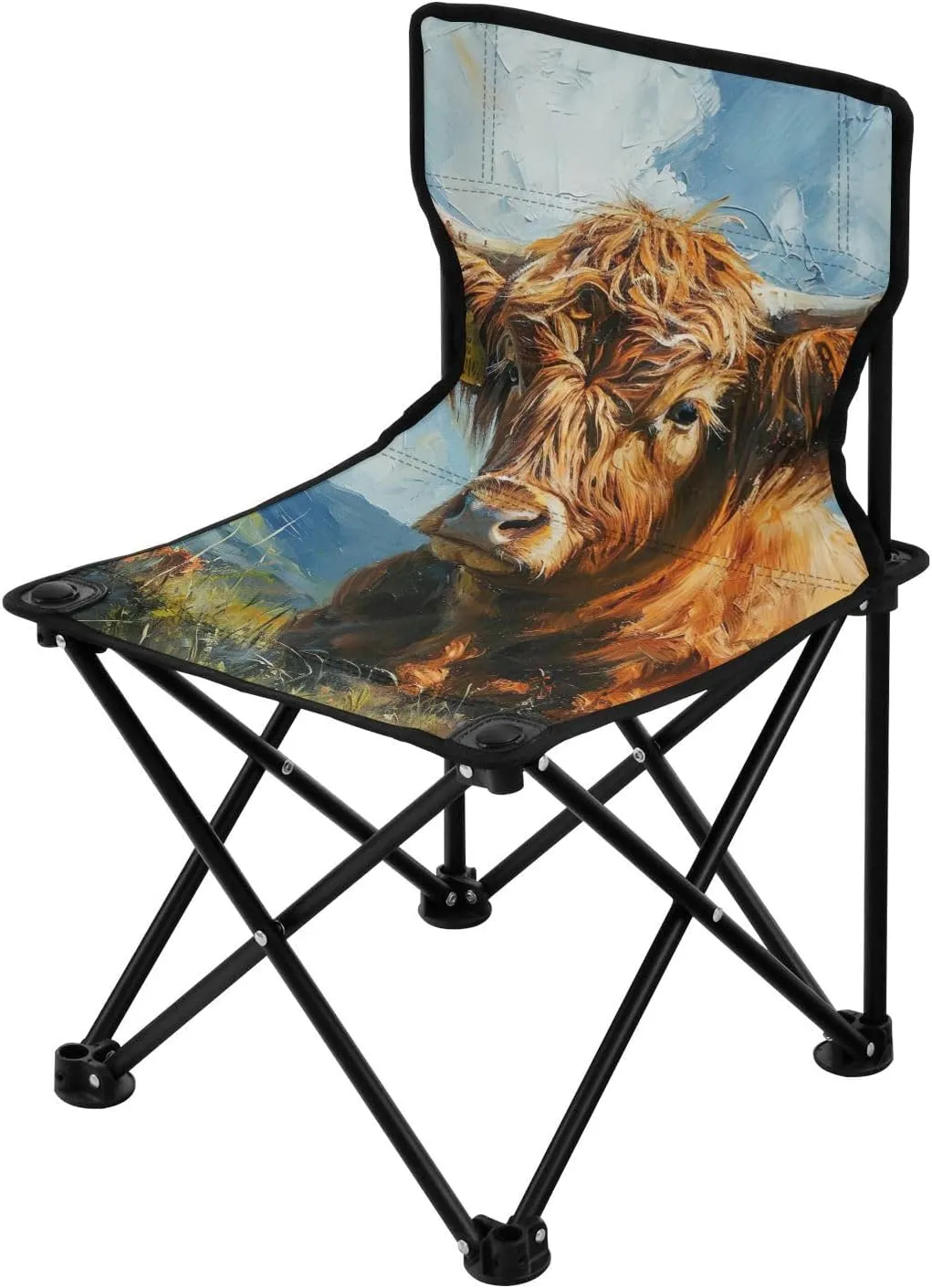 Kigai Folding Camping Chair Heavy Duty Chair Ultralight Compact Portable Beach Chair for Outdoor Camp, Hiking, Travel, Beach, Sporting Event and Picnic, Highland Cow
