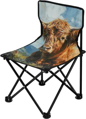 Kigai Folding Camping Chair Heavy Duty Chair Ultralight Compact Portable Beach Chair for Outdoor Camp, Hiking, Travel, Beach, Sporting Event and Picnic, Highland Cow