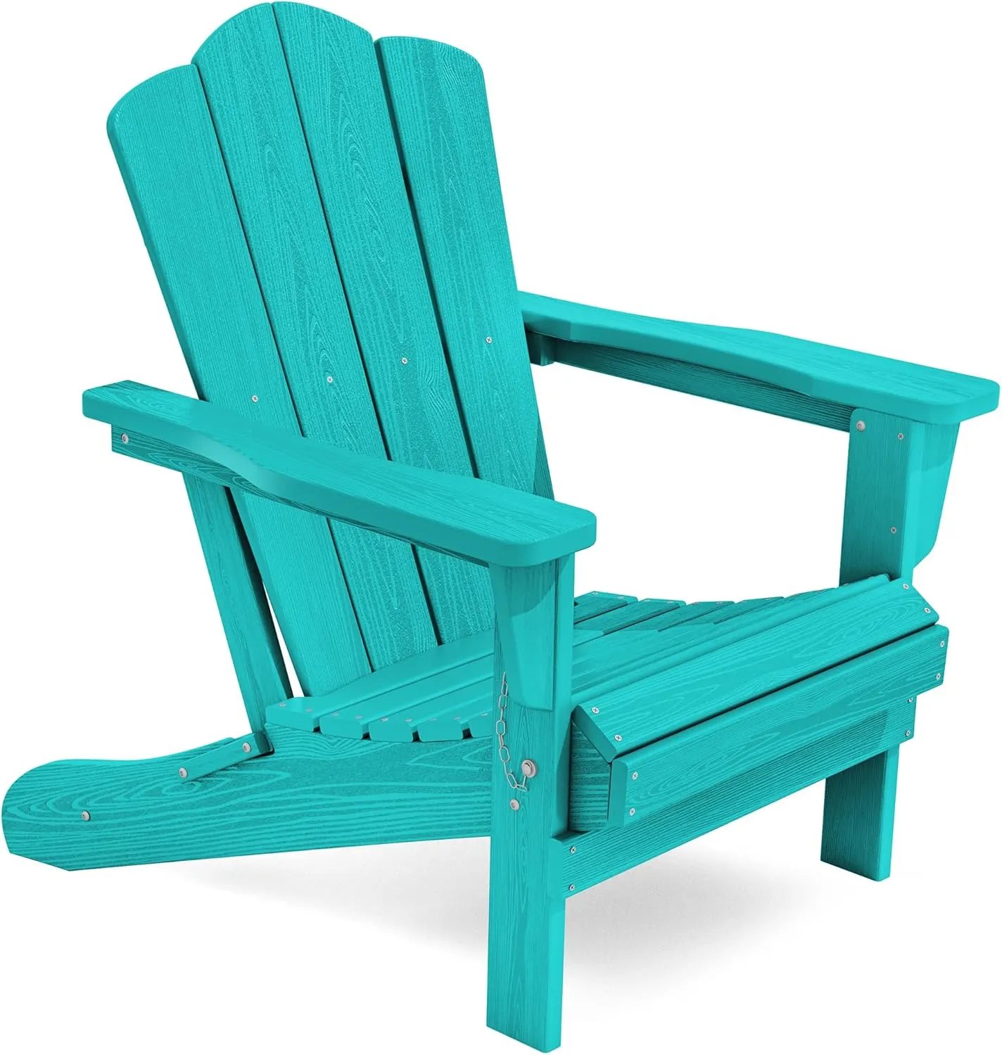 KINGYES Folding Adirondack Chair, HDPE All-Weather Patio Chairs, Wooden Textured Lawn Chair for Poolside, Backyard, Deck, Fire Pit, Aruba