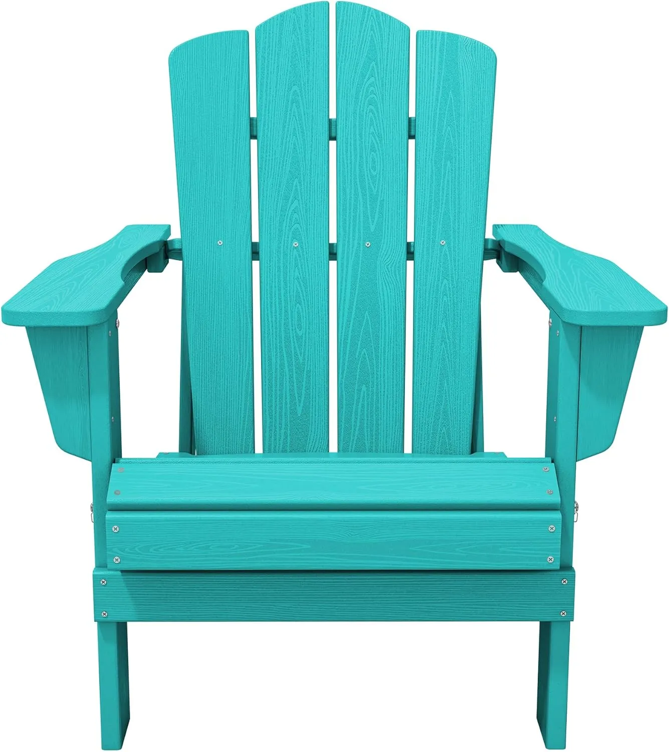 KINGYES Folding Adirondack Chair, HDPE All-Weather Patio Chairs, Wooden Textured Lawn Chair for Poolside, Backyard, Deck, Fire Pit, Aruba