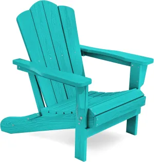 KINGYES Folding Adirondack Chair, HDPE All-Weather Patio Chairs, Wooden Textured Lawn Chair for Poolside, Backyard, Deck, Fire Pit, Aruba