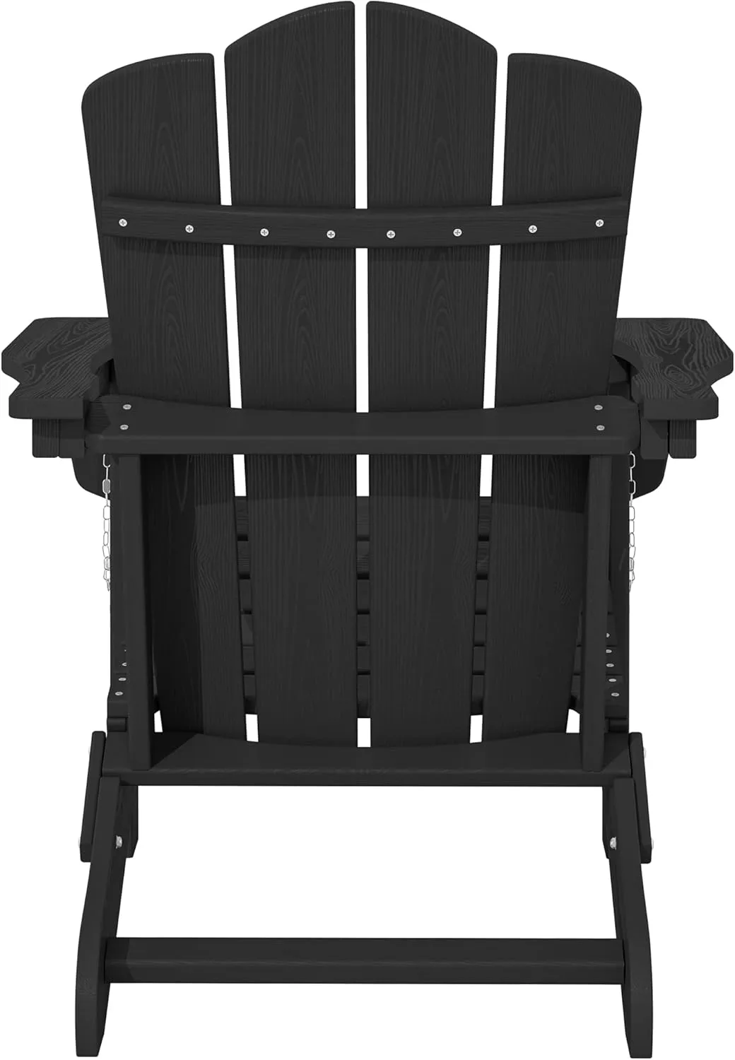 KINGYES Folding Adirondack Chair Set of 2, HDPE All-Weather Patio Chairs, Wooden Textured Lawn Chair for Poolside, Backyard, Deck, Fire Pit, Black