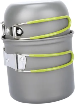 Kisangel 1 Set Lightweight Camping Cookware Alloy Cookware with Green Handle for Outdoor Cooking Durable and for Backpacking and Travel