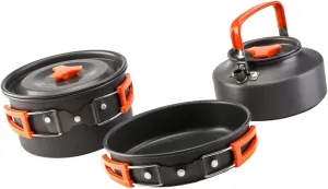 Kisangel 1 Set Portable Cookware Aluminium Alloy Camping Cooking Pot with Collapsible Handle Lightweight and Durable for Hiking Backpacking and