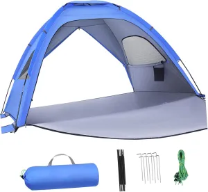Kisangel Double-Door Folding Beach Tent Portable Sun Shade Shelter for Family Camping Hiking and Vacations UPF Lightweight Storage Bags and Wind Stability