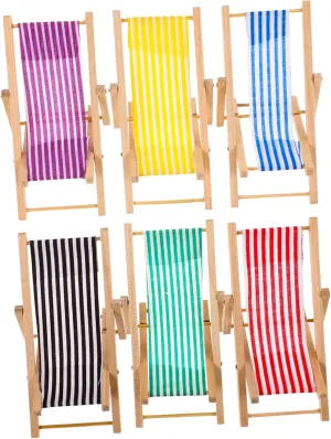 Kisangel Miniature Beach Chairs 6pcs Dollhouse Lounge Deck Mini Foldable Chairs for DIY Furniture Model Sets
