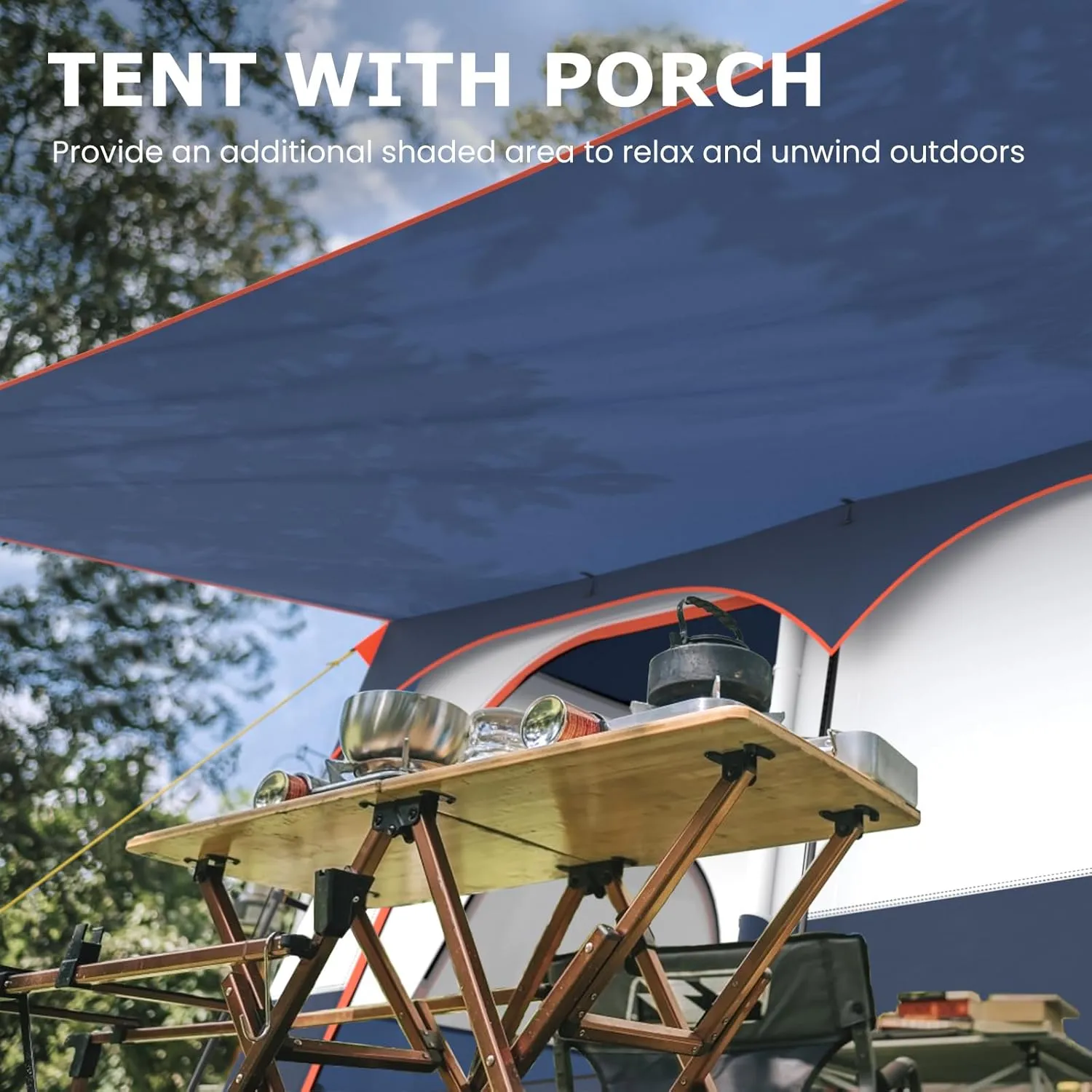 KOTEK 6-8 Person Tents for Camping, Family Tent with 2 Rooms, 2 Doors, 2 Mesh Windows, Porch & Removable Rainfly, Large Camping Tent for Outdoor Picnic, Hiking, Gathering