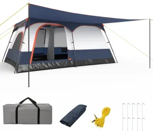 KOTEK 6-8 Person Tents for Camping, Family Tent with 2 Rooms, 2 Doors, 2 Mesh Windows, Porch & Removable Rainfly, Large Camping Tent for Outdoor Picnic, Hiking, Gathering