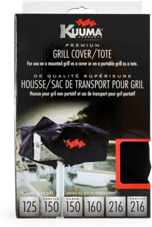Kuuma Camco Black Portable Grill Cover | Safely Protects Grills from Outdoor Elements | for Use on Mounted Grills as a Cover or Portable Grills as a Tote (58300)