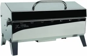 Kuuma "Kuuma Premium Stainless Steel Mountable Charcoal Grill w/Inner Lid Liner by Camco -Compact Portable Size Perfect for Boats, Tailgating and More - Stow N Go 160"" (58110)", silver