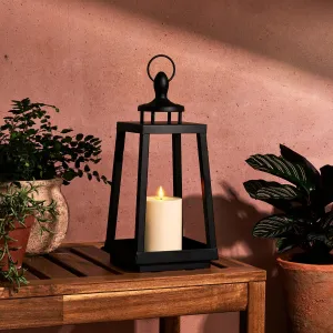 LampLust Black Lanterns Decorative Outdoor Lantern, 13 Inch Black, Battery Powered, Metal with No Glass, Indoor Outdoor Lanterns for Patio Waterproof, Spring Front Porch Floor Patio Home Decor