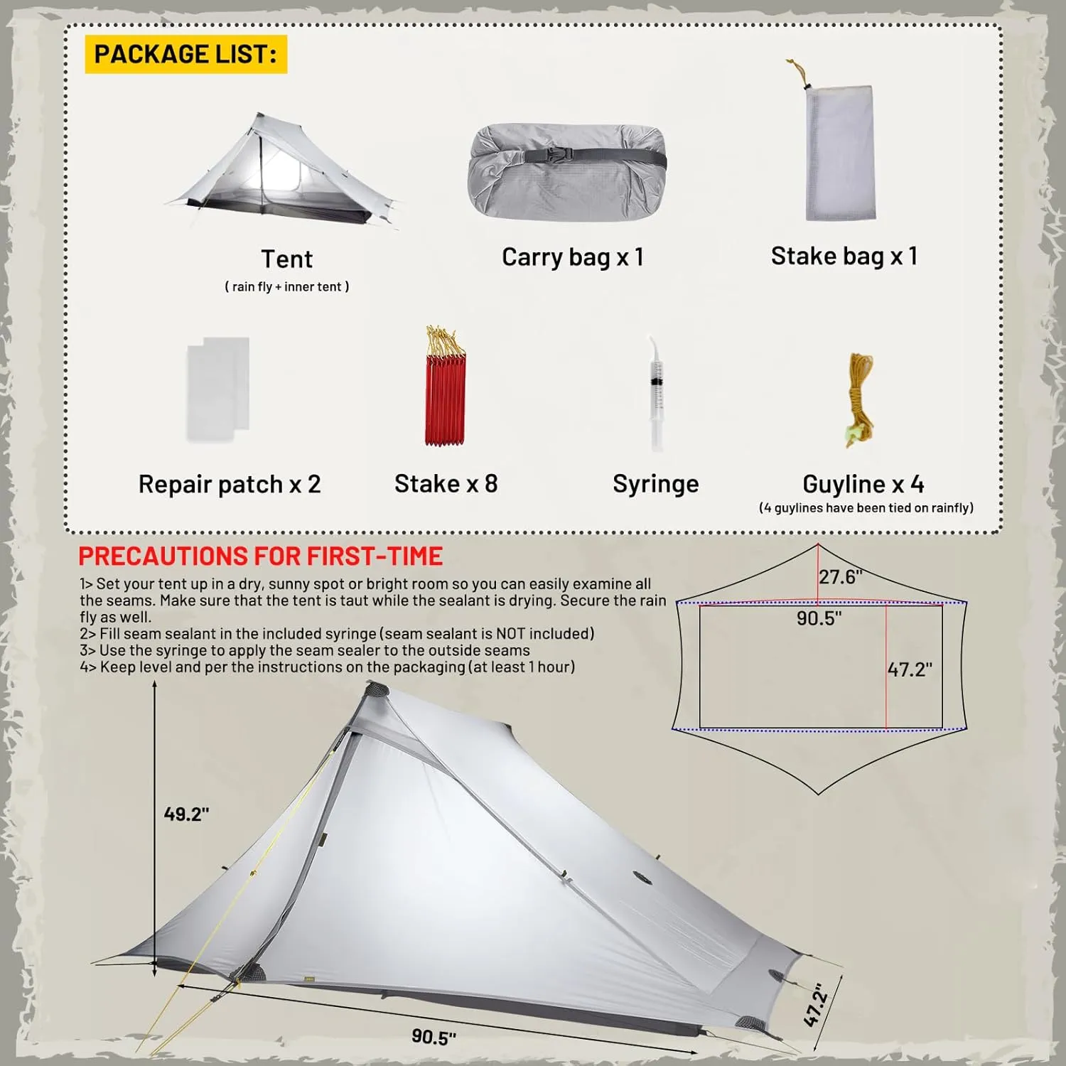 LANSHAN Ultralight Tent 3-Season Backpacking Tent for 1-Person or 2-Person Camping, Trekking, Kayaking, Climbing, Hiking