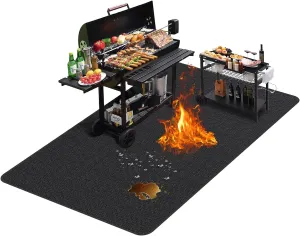 Large 90 x 52 inches Under Grill Mats for Outdoor Grill | Double-Sided Fireproof | Waterproof | Oil-Proof | Easy to Clean | Indoor Fireplace/Fire Pit Mat | Quality BBQ Mat for Deck Patio