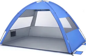 Large Portable Beach Tent Family Sun Shade Shelter for Camping Hiking Outdoor Vacations Uv Easy Setup Fits People Includes Carrying Bag