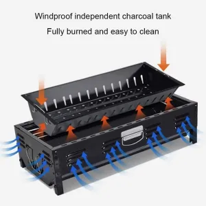 Large Portable Charcoal BBQ Grill, Foldable Outdoor Barbecue for 5-15 People, Ideal Camping & Picnic