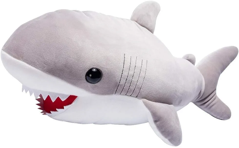 Large White Shark Stuffed Animal Soft Plushie Pillow, 23.6in Giant Grey Shark Plush Hugging Pillow,Cute Plush Toy Kawaii Room Decor for Kids Boys Girls